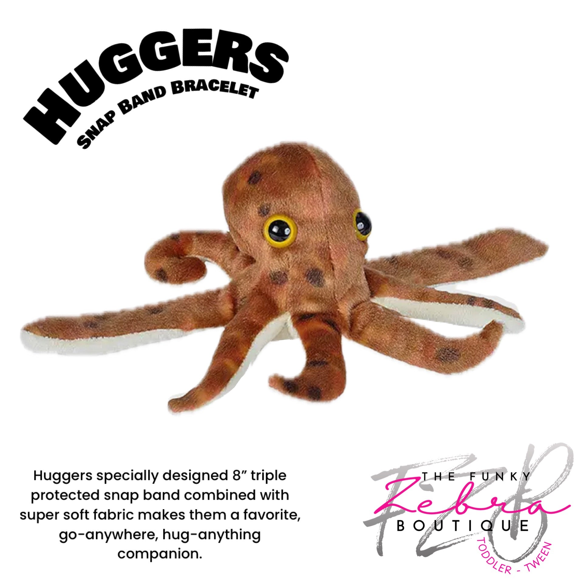 WILD REPUBLIC Huggers Octopus Stuffed Animal Snap Toy 8