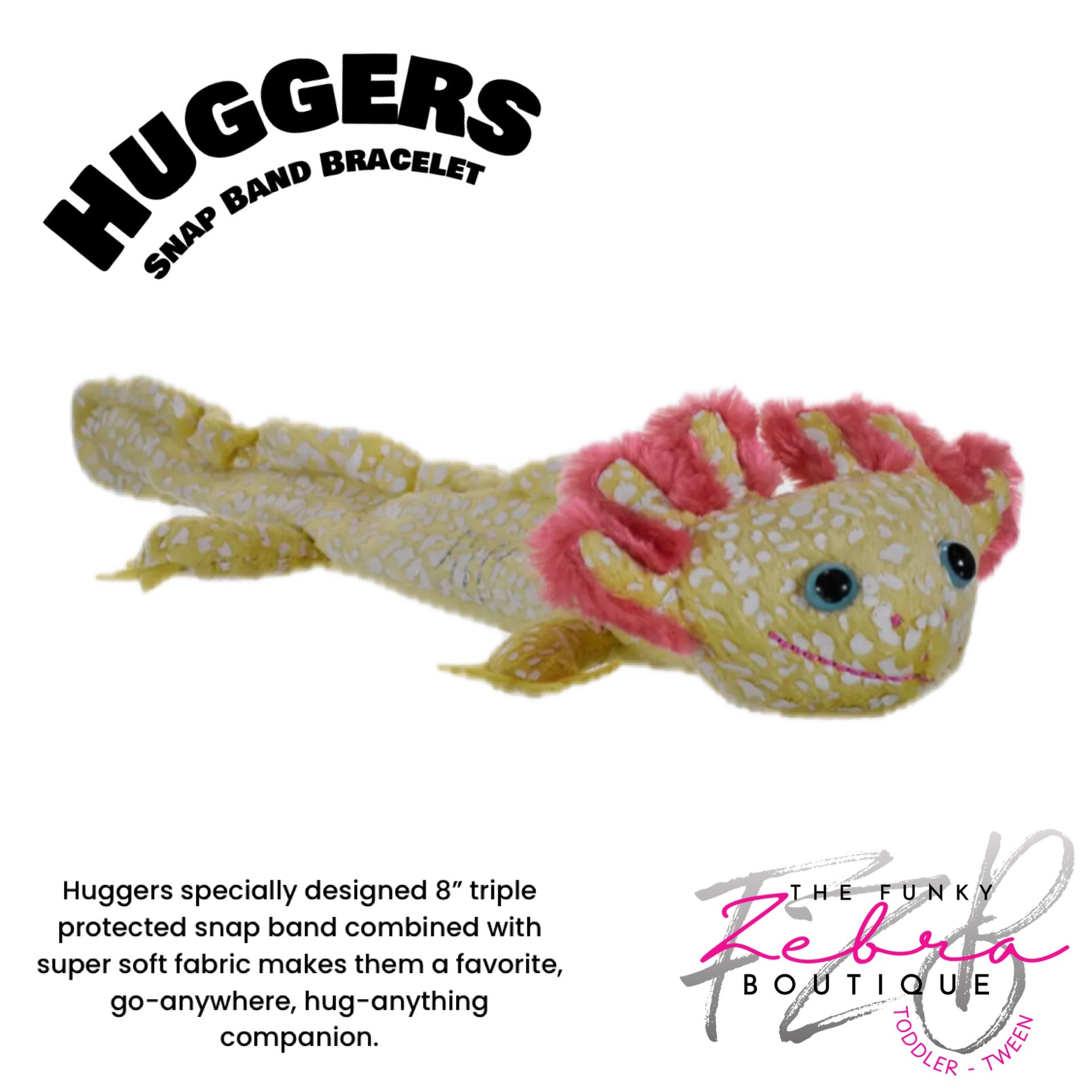 Wild Republic Huggers Glow Axolotl Plush - 8 Inch Stuffed Animal With Slap Bracelet