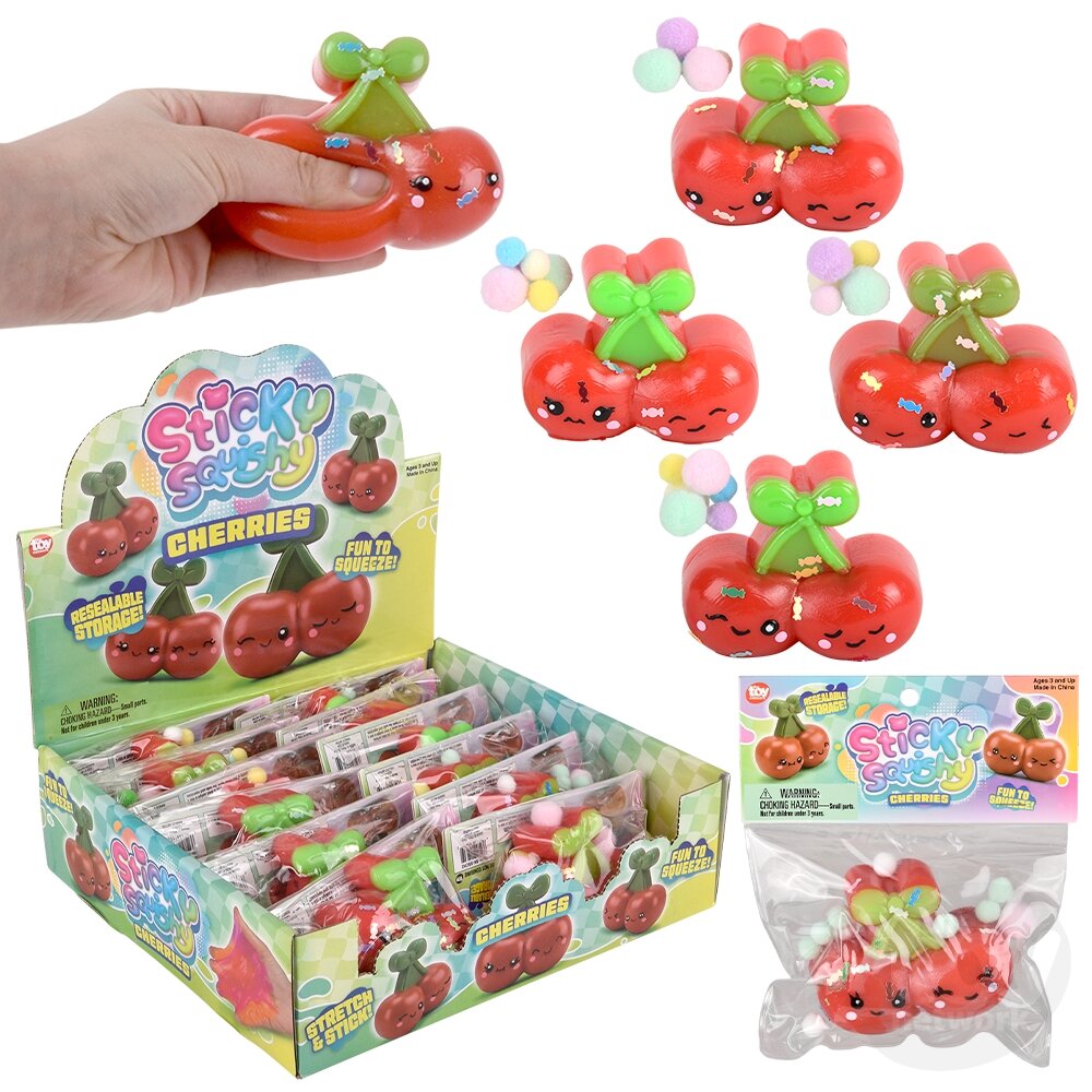 zuozuo studio チェリー　スクイーズ Cherries Jiggly Mochi Sticky Squishy - 2.5 Inch 🍒✨ – The Funky
