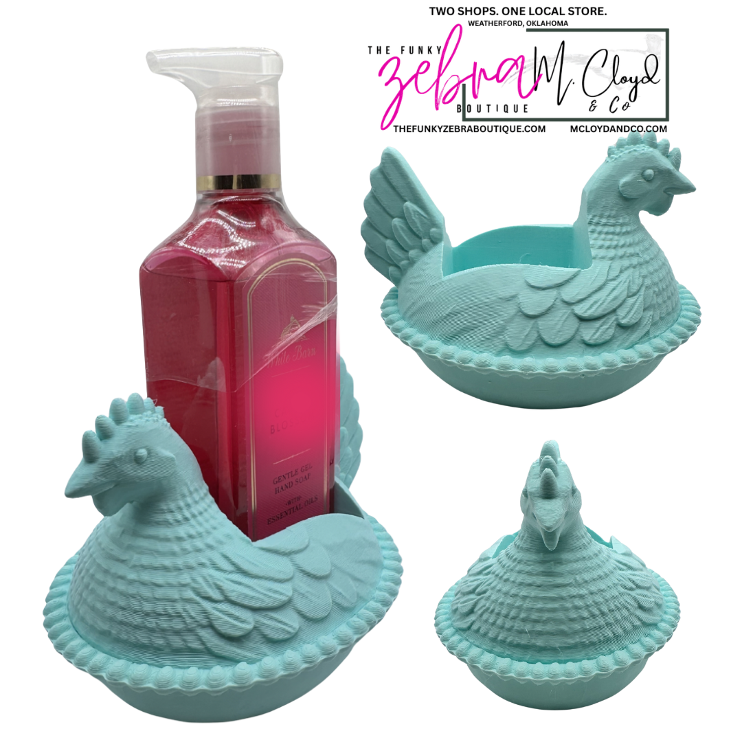 鋳物　錦鶏 Farmhouse Chicken Hen on Nest Soap Holder - Vintage Blue – The